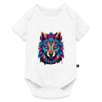 Kaleidoscopic Wolf Circle - Baby Premium short-sleeve bodysuit - white - Front