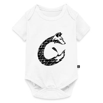 Fuchs Schrift C-Form Silhouette, schwarz - Baby Premium Kurzarmbody - Weiß - Vorne