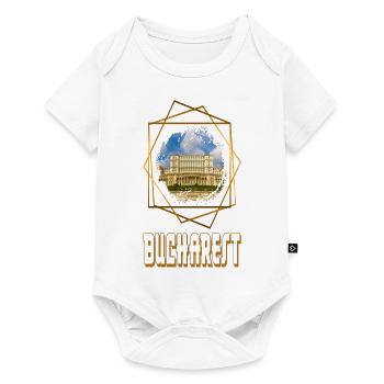 Bukarest Bucuresti Rumänien Skyline Stadt Gold - Baby Premium Kurzarmbody - Weiß - Vorne