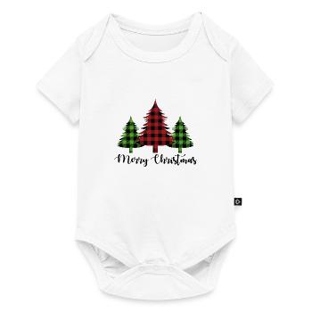 Pine Tree Christmas Lumberjack Pattern - Baby Premium short-sleeve bodysuit - white - Front