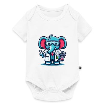Cute Elephant Scientist - Baby Premium Kurzarmbody - Weiß - Vorne