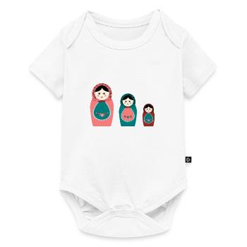 Matroschka trio poupée russe jouets - Body à manches courtes Premium Bébé - blanc - Devant