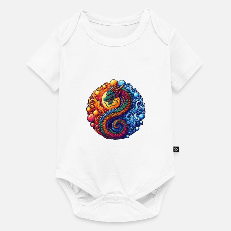 Lebendiger Yin-Yang-Drache - Baby Premium Kurzarmbody - Weiß