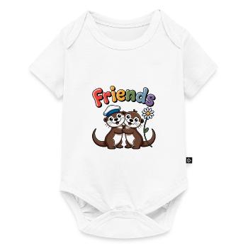 Deux loutres sont la joie et les copains - Body à manches courtes Premium Bébé - blanc - Devant