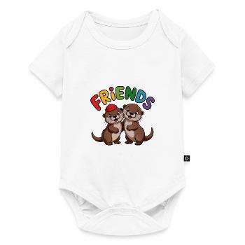 Freunde Zwei Fischotter mit bunten Mützen - Baby Premium Kurzarmbody - Weiß - Vorne