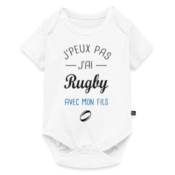 J'peux pas j'ai Rugby avec mon fils papa et fils - Body à manches courtes Premium Bébé - blanc - Devant