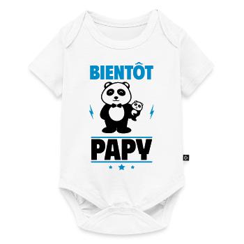 Bientôt Papy – Panda humoristique pour futurs papy - Body à manches courtes Premium Bébé - blanc - Devant