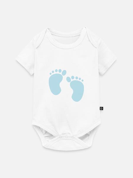 Fußabdrücke - Baby Premium Kurzarmbody - Weiß