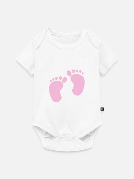 Fußabdrücke - Baby Premium Kurzarmbody - Weiß