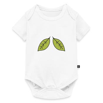 icône verte feuille à deux feuilles - Body à manches courtes Premium Bébé - blanc - Devant