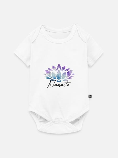 Namaste Lotusblüte bunt Muster Pattern - Baby Premium Kurzarmbody - Weiß