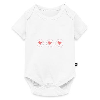 Coeur Trois Coeurs Forme Cercle Symbole Rose - Body à manches courtes Premium Bébé - blanc - Devant