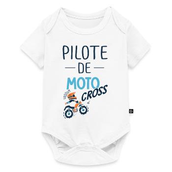 pilote de motocross enfant bébé moto cross - Body à manches courtes Premium Bébé - blanc - Devant