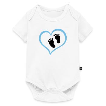 Baby Boy Footprint with Heart - Baby Premium short-sleeve bodysuit - white - Front