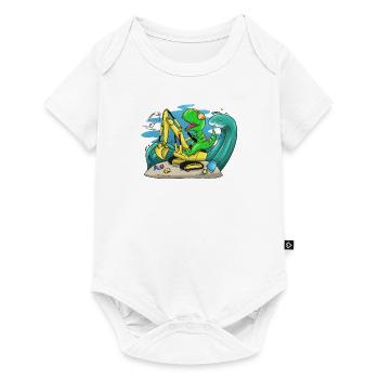 Dino at the beach - Baby Premium Kurzarmbody - Weiß - Vorne