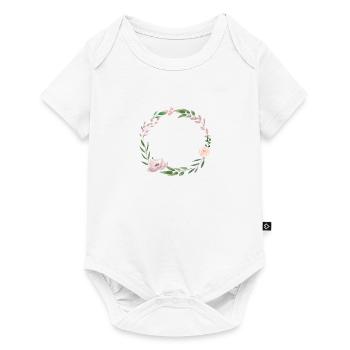 Customizable floral wreath beige pink green - Baby Premium short-sleeve bodysuit - white - Front