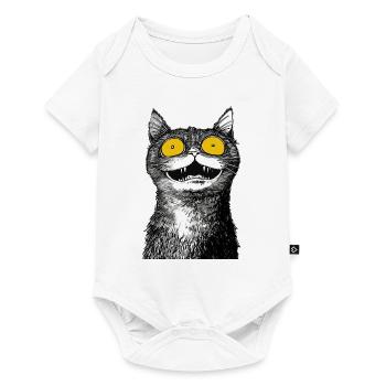 Schwarz-weiße Nashornkatze - Baby Premium Kurzarmbody - Weiß - Vorne