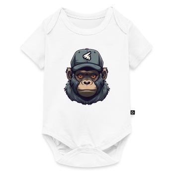 Singe avec casquette - Body à manches courtes Premium Bébé - blanc - Devant