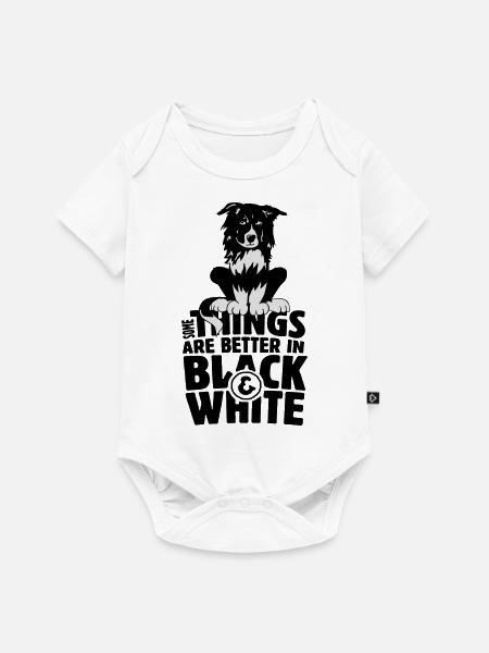 Bordercollie b/w - Baby Premium Kurzarmbody - Weiß