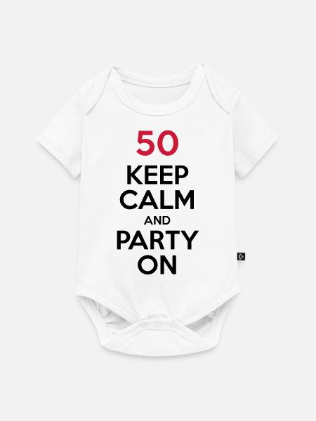 50 - Keep Calm and Party On - Premium kortærmet baby-body  - hvid