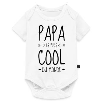 Papa Fête des Pères Naissance Bébé Anniversaire - Body à manches courtes Premium Bébé - blanc - Devant