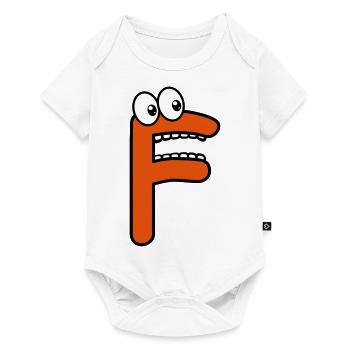 F - letter F with eyes 👀 - Baby Premium short-sleeve bodysuit - white - Front