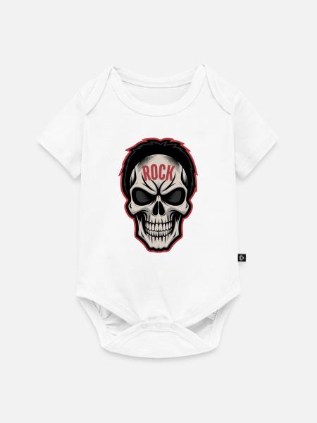 Rockmusik Totenkopf - Baby Premium Kurzarmbody - Weiß