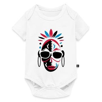 African mask with sunglasses - Baby Premium short-sleeve bodysuit - white - Front
