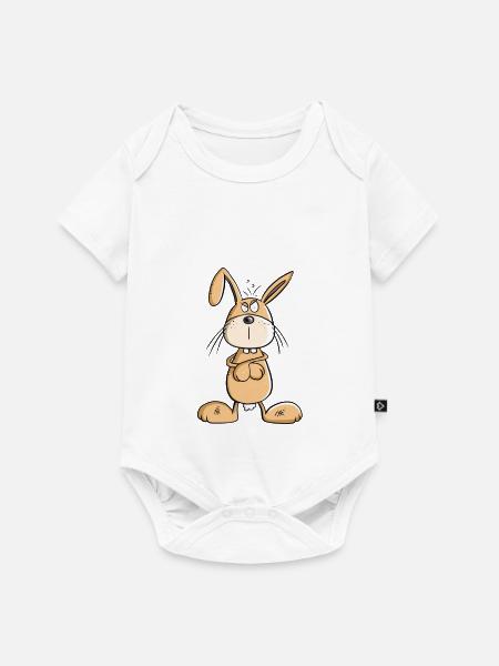 NÖ Hase Comic Ostern Geschenk - Baby Premium Kurzarmbody - Weiß