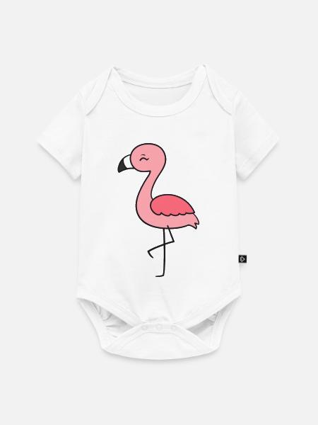 Flamingo - Baby Premium Kurzarmbody - Weiß