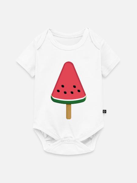 Wassermelonen-Eis am Stiel-Scheibe - Baby Premium Kurzarmbody - Weiß
