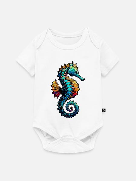 Seepferdchen - Baby Premium Kurzarmbody - Weiß