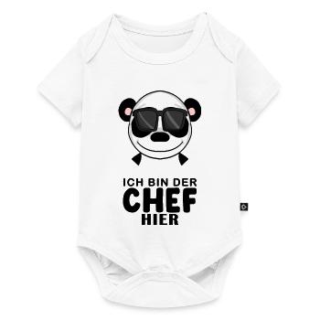Chef Spruch Anführer Panda Motiv - Baby Premium Kurzarmbody - Weiß - Vorne