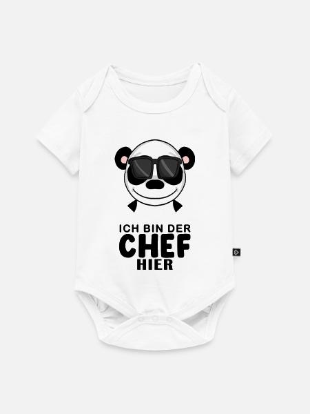 Chef Spruch Anführer Panda Motiv - Baby Premium Kurzarmbody - Weiß