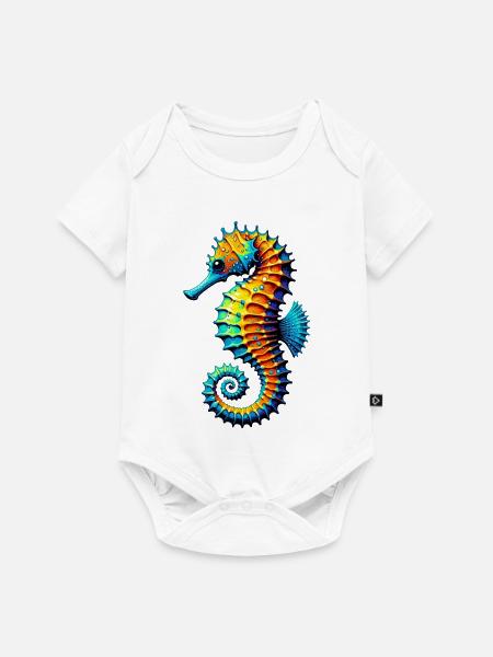 Seepferdchen - Baby Premium Kurzarmbody - Weiß