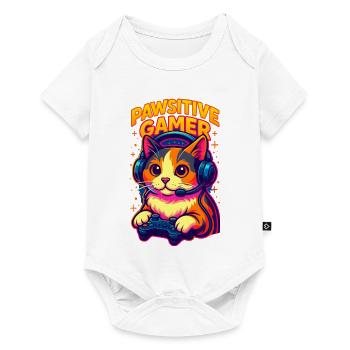 Lebhafte Gamer-Katze mit Headset, Love Cats - Baby Premium Kurzarmbody - Weiß - Vorne