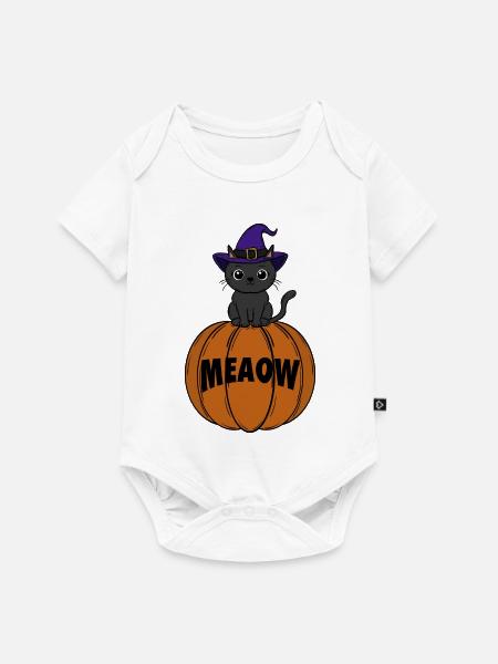 Katze Halloween - Baby Premium Kurzarmbody - Weiß