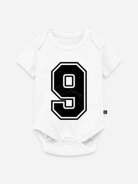 Gebrochene Neun im Kratz-Look - Baby Premium Kurzarmbody - Weiß