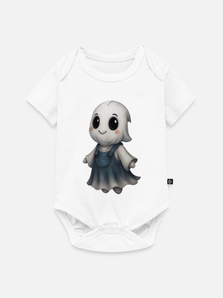 Süßer Geisterfreund Patchwork - Baby Premium Kurzarmbody - Weiß