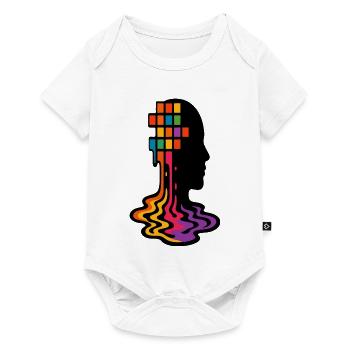 Regenbogen Pixel Schmelz Porträt - Baby Premium Kurzarmbody - Weiß - Vorne