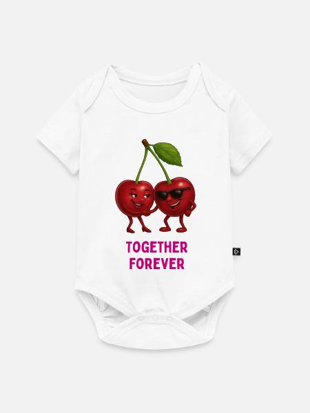 Kirschen-Duo Together Forever - Baby Premium Kurzarmbody - Weiß