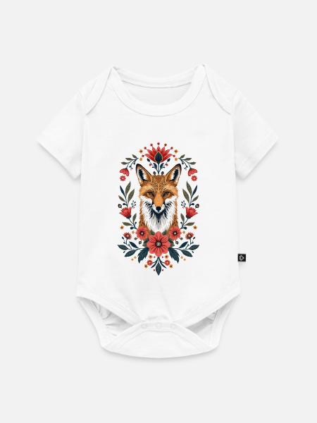 Blumenfuchs Porträt - Baby Premium Kurzarmbody - Weiß