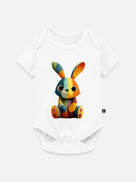 Patchwork Häschen Farbenfestival - Baby Premium Kurzarmbody - Weiß
