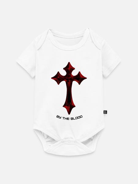 Rotes Gothic Kreuz-Talisman - Baby Premium Kurzarmbody - Weiß