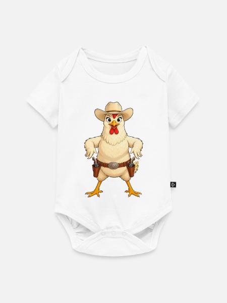Huhn in Western Pose - Baby Premium Kurzarmbody - Weiß