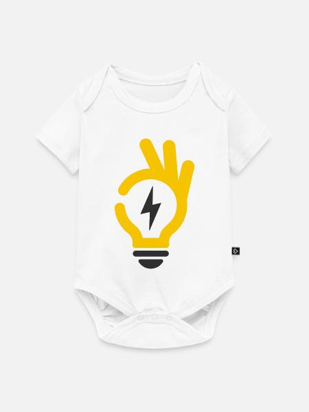 Elektriker Hand Blitz OK Glühbirne - Baby Premium Kurzarmbody - Weiß