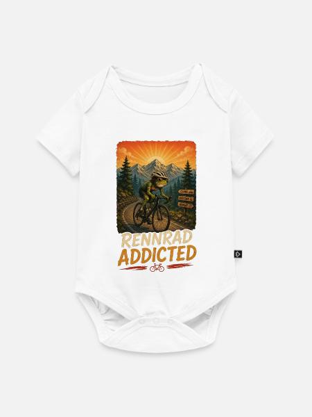 Rennrad Frosch: Bergtouren Addicted - Baby Premium Kurzarmbody - Weiß