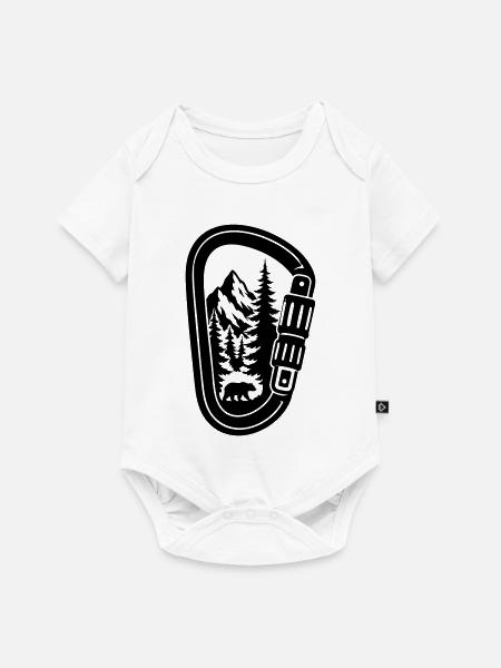 Kletterer Karabiner Berg und Bär - Baby Premium Kurzarmbody - Weiß