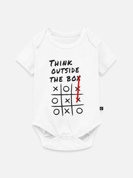 Think Outside the Box – Kreatives Tic-Tac-Toe - Baby Premium Kurzarmbody - Weiß