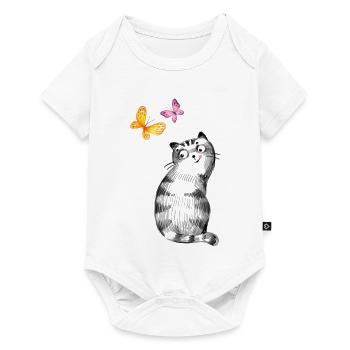 Cat with Butterflies – Sketch Design - Baby Premium short-sleeve bodysuit - white - Front